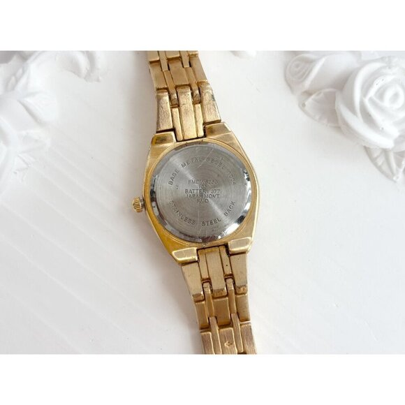 Gold Toned Rhinestone Accented Vintage Vintage Women's Wristwatch 20mm - WORKS! - Picture 7 of 10